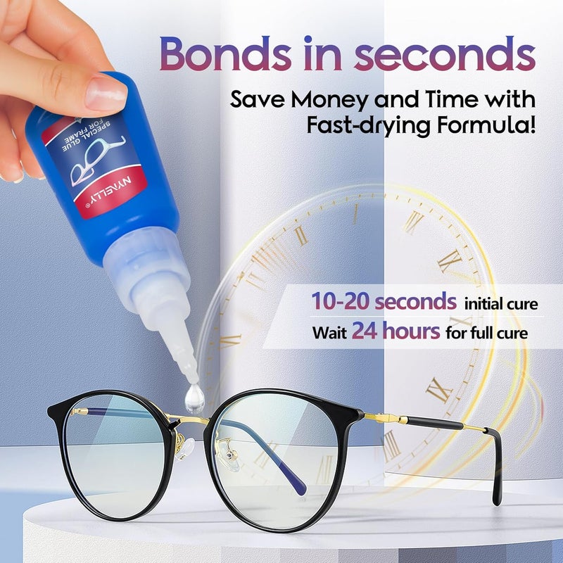 Nynelly 20 g Super Glue for Glasses Frames Repair and Bonding, Instant Strong Adhesive for Repairing Broken Frames Plastic Wood Metal Rubber Leather, Clear Liquid Glue Adhesive, Quick Dry - Image 2